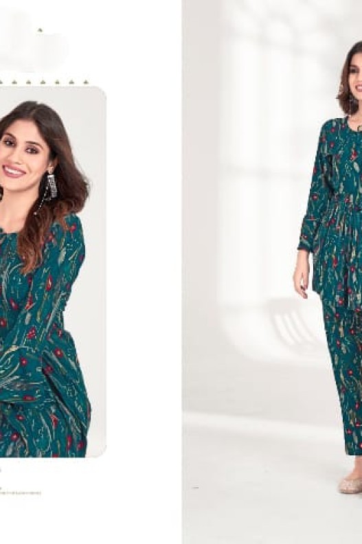 Elegant Rayon Fabric With Beautiful Floral Print Cord Set for Women.